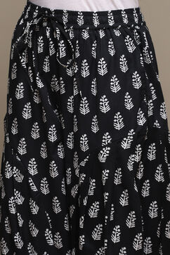 Black & White Cotton Printed Relaxed Salwar image number 1