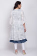 White And Indigo Cotton Front Open Printed Kurta image number 5