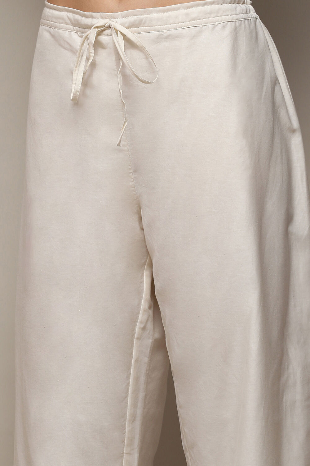 Cream Cotton Silk Straight Yarndyed Kurta Sharara Suit Set image number 2