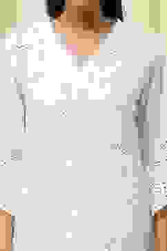 Off-White Cotton Schiffli Straight Suit Set image number 1