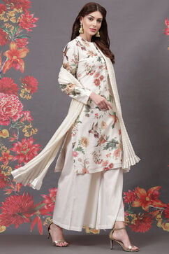 Rohit Bal Off White Silk & Cotton Straight Kurta Suit Set image number 5