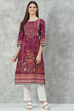 Purple Rayon Straight Printed Kurta