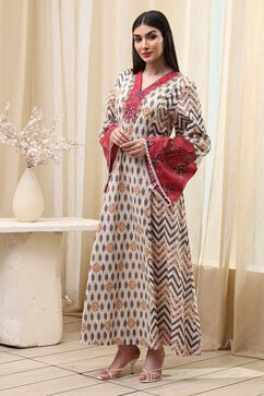 Off White Cotton A Line Fusion Wear image number 2