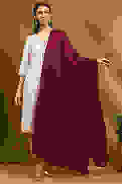 Wine Polyester Dupatta image number 4