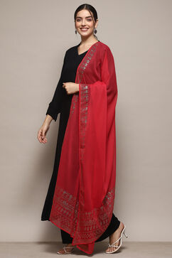 Red Polyester Printed Dupatta image number 0