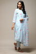 Light Blue Linen Machine Embroidered Unstitched Suit Set image number 12