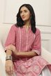 Pink Cotton Straight Kurta image number 6