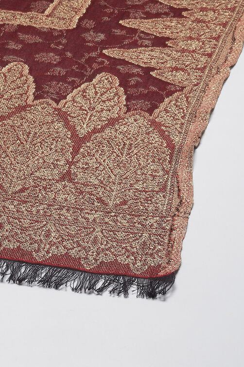 Maroon Acrylic Yarndyed Dupatta image number 1