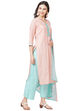 Pink Cotton Screen Print Unstitched Suit Set image number 4