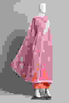 Salmon Pink Linen Digital Print Unstitched Suit Set image number 0