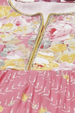 Pink Rayon Flared Printed Kurta Set image number 1