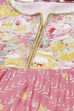 Pink Rayon Flared Printed Kurta Set