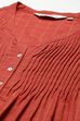 Rust Yarndyed Cotton Straight Kurta Slim Pants Suit Set image number 1