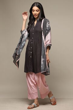 Black Rayon Straight Kurta Salwar Suit Set image number 5