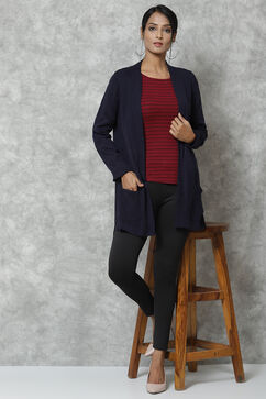 Navy Straight Acrylic Solid Shrug image number 3