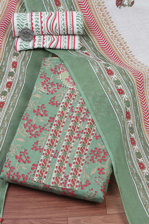Royal Blue Cotton Screen Print Unstitched Suit Set image number 0