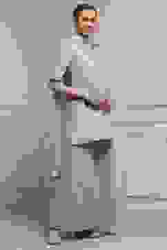 Light Green Cotton Dyed Straight Suit Set image number 5