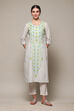 White Cotton Straight Printed Kurta image number 5