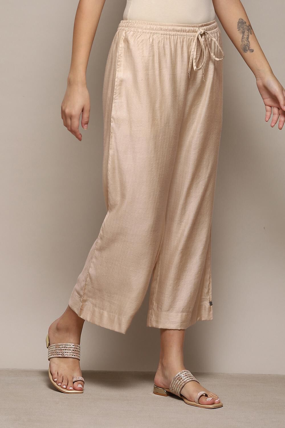 Ink Blue Viscose Blend Palazzos image number 3