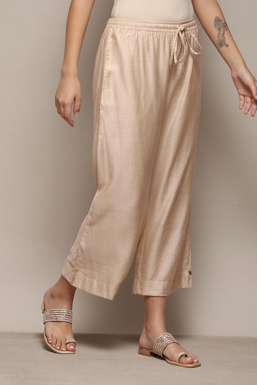 Ink Blue Viscose Blend Palazzos image number 3