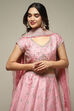 Red Silk Blend Straight Lehenga Set image number 1