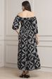 Black Cotton Printed Tiered Dress image number 3