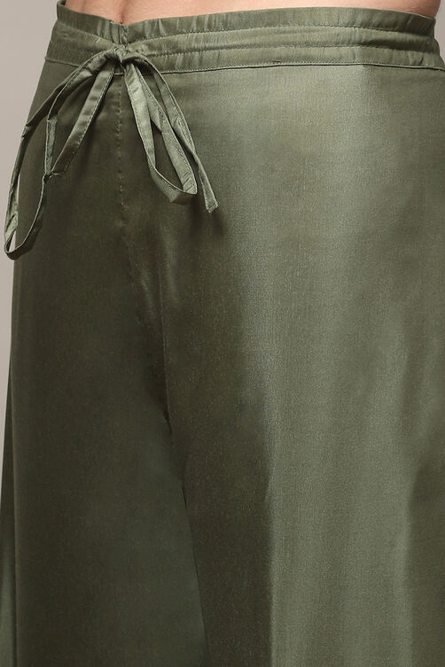 Maroon Art Silk Straight Kurta Palazzo Suit Set image number 2