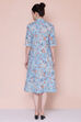 Ice Blue Cotton Linen Printed Kurta Dress image number 6
