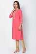 Coral Cotton And Viscose Straight Solid Kurta image number 3