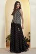 Black Viscose Rayon Embroidered Fusion Set image number 5