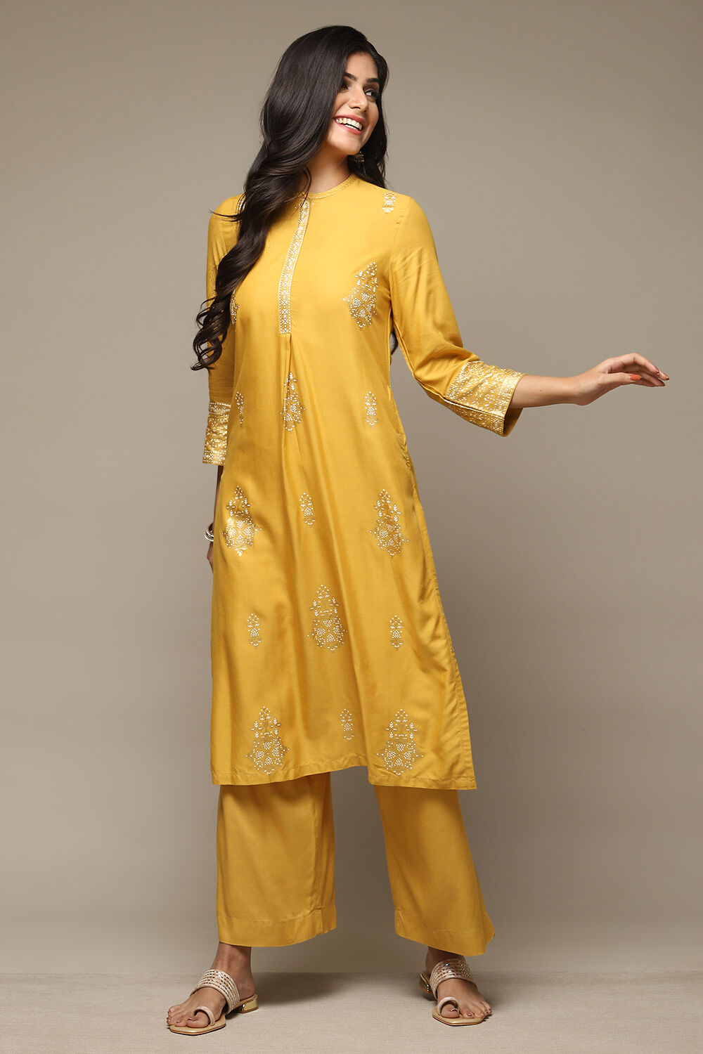 Long straight hot sale kurta with palazzo