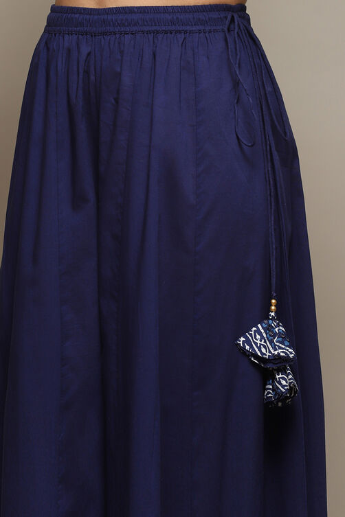 Indigo Cotton Straight Suit Set With Dupatta image number 2