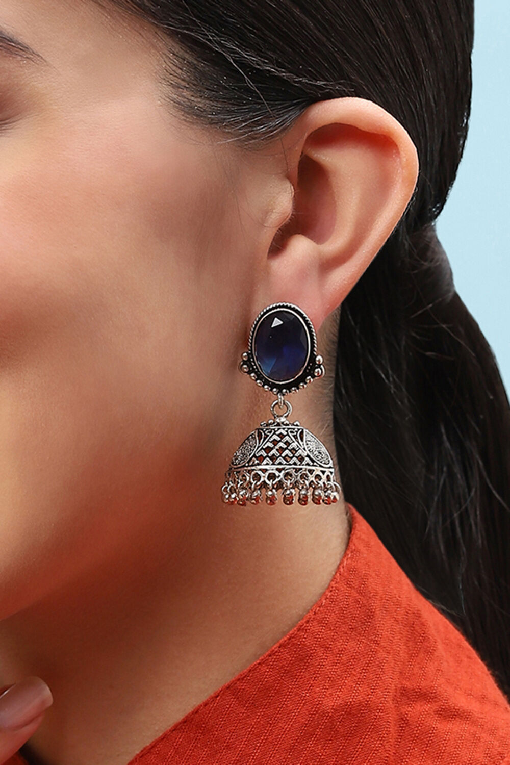Blue Brass Earrings image number 3