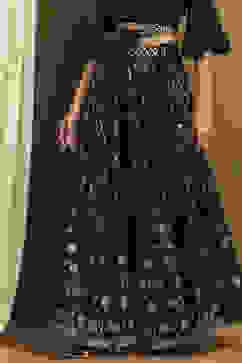 Black Shantoon Block Printed Festive Skirt image number 2