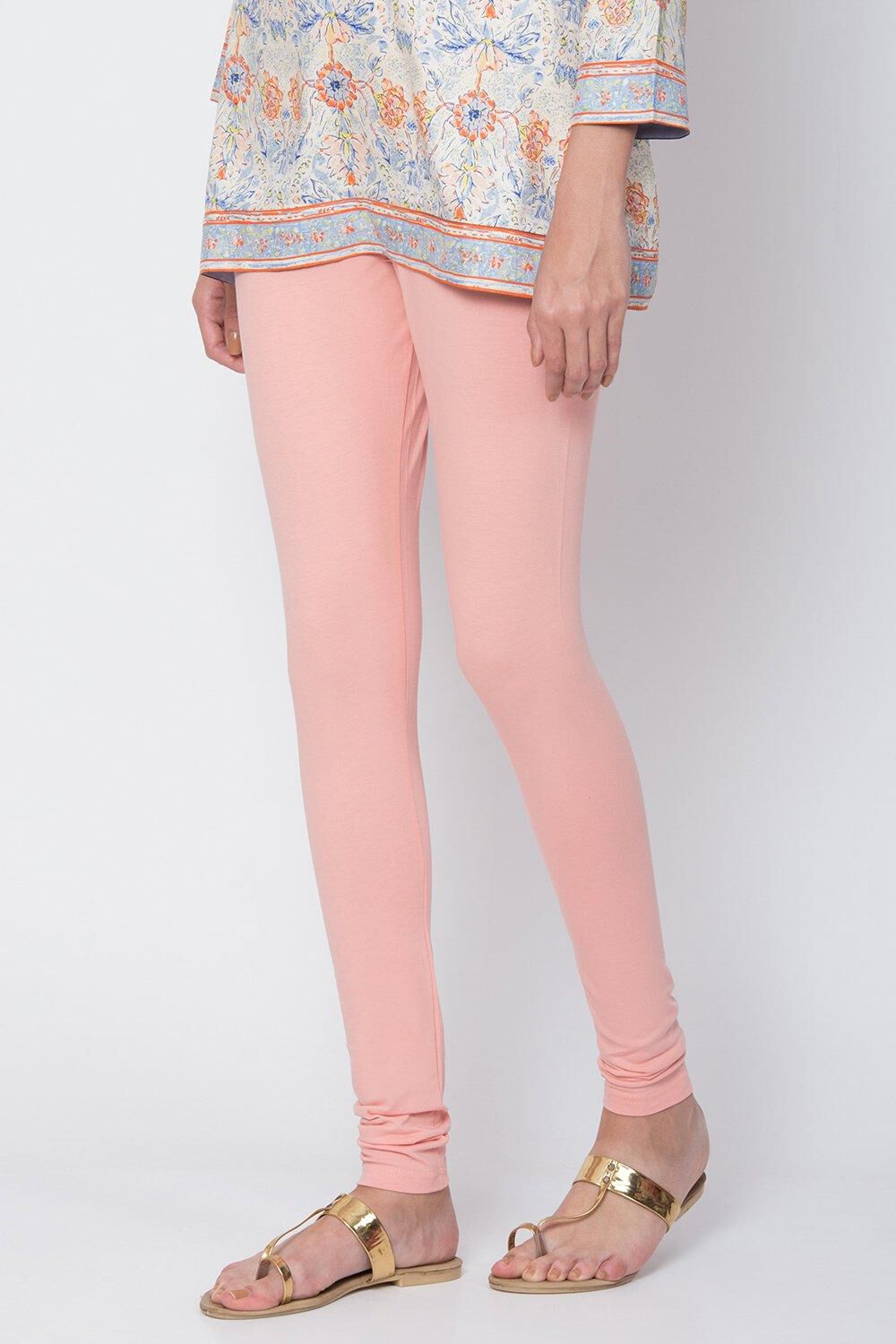 Camel Cotton Blend Solid Churidar image number 0