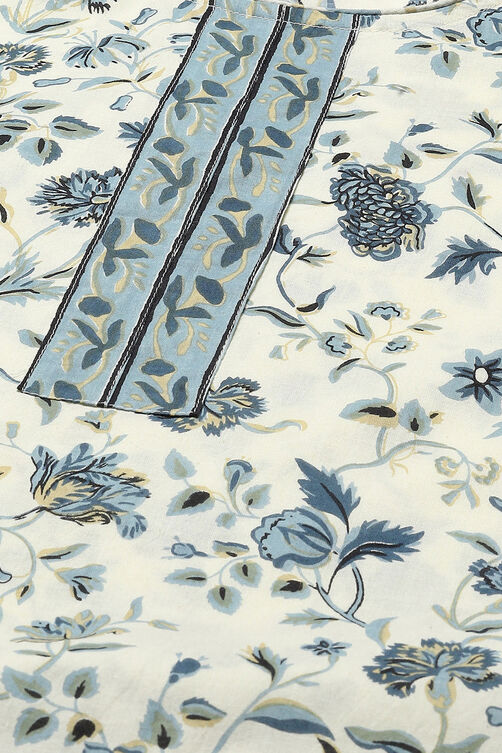 Blue Cotton Printed Unstitched Suit Set image number 2