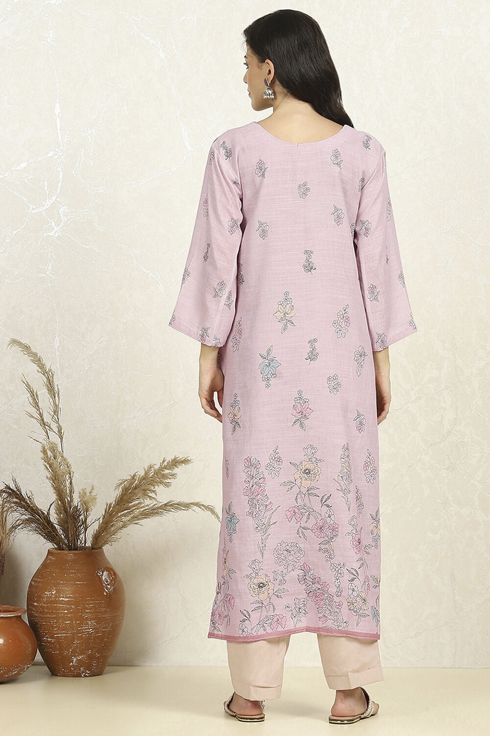 Sea Green Linen Unstitched Suit Set image number 5