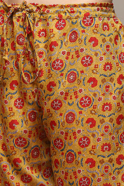 Yellow Polyester Asymmetric Kurta Palazzo Suit Set image number 2