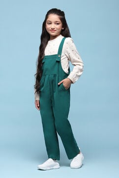 Green Cotton Solid Jumpsuit image number 2