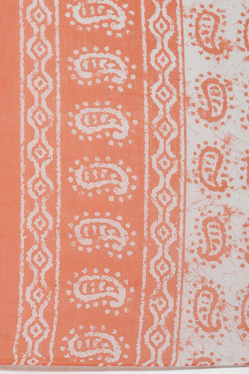 Peach Cotton Blend Unstitched Suit Set image number 4
