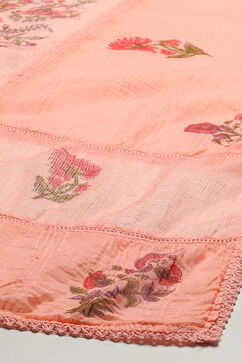 Peach Cotton Blend Unstitched Suit Set image number 4