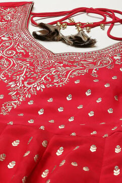 Red Silk Anarkali Kurta Churidar Suit Set image number 1