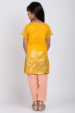 Yellow Poly Cotton Straight Kurta Salwar Suit Set image number 4