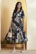Blue Cotton Asymmetric Dress