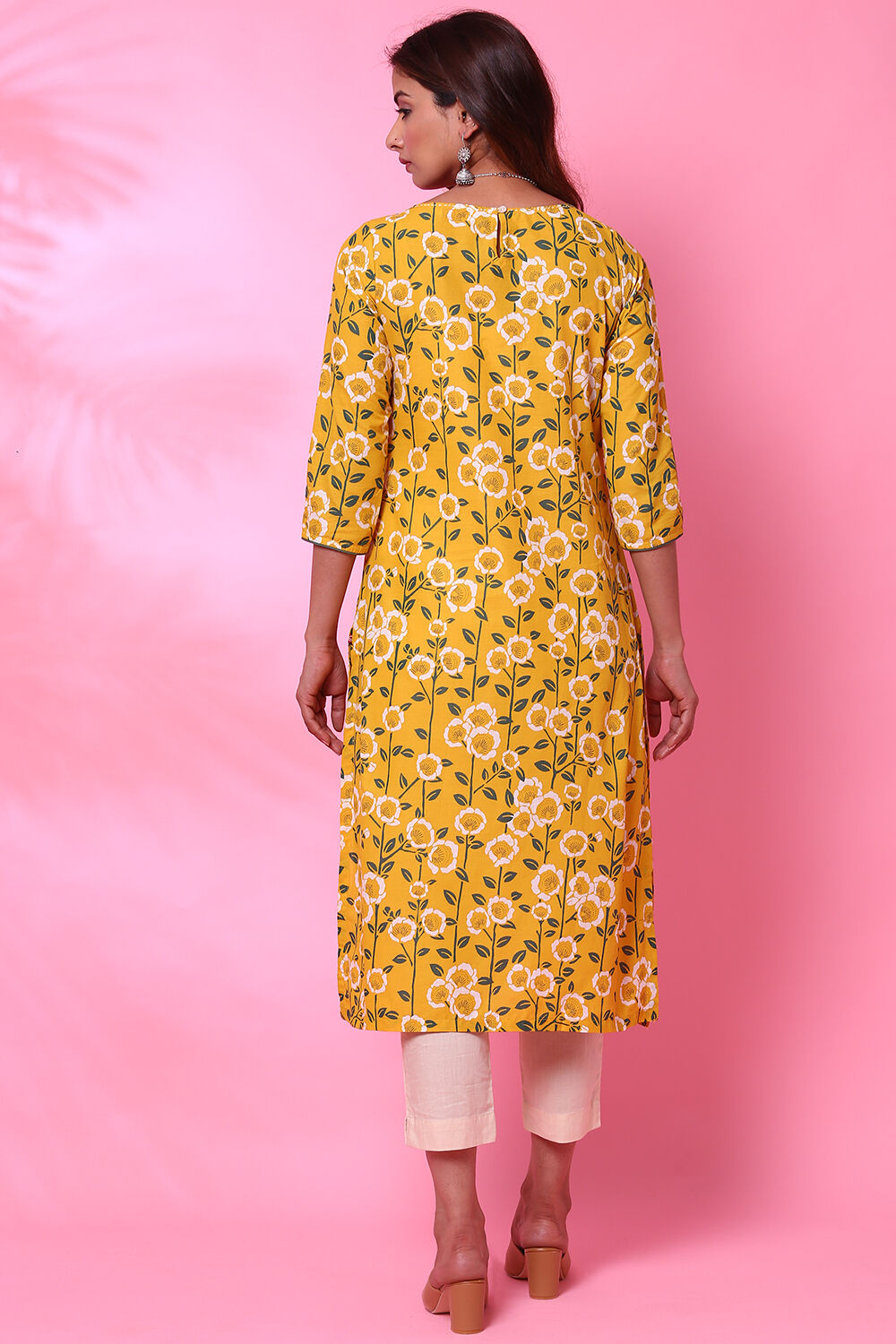 Black Cotton Straight Printed Kurta image number 5