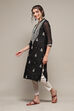 Black Polyester Straight Yarndyed Kurta image number 2