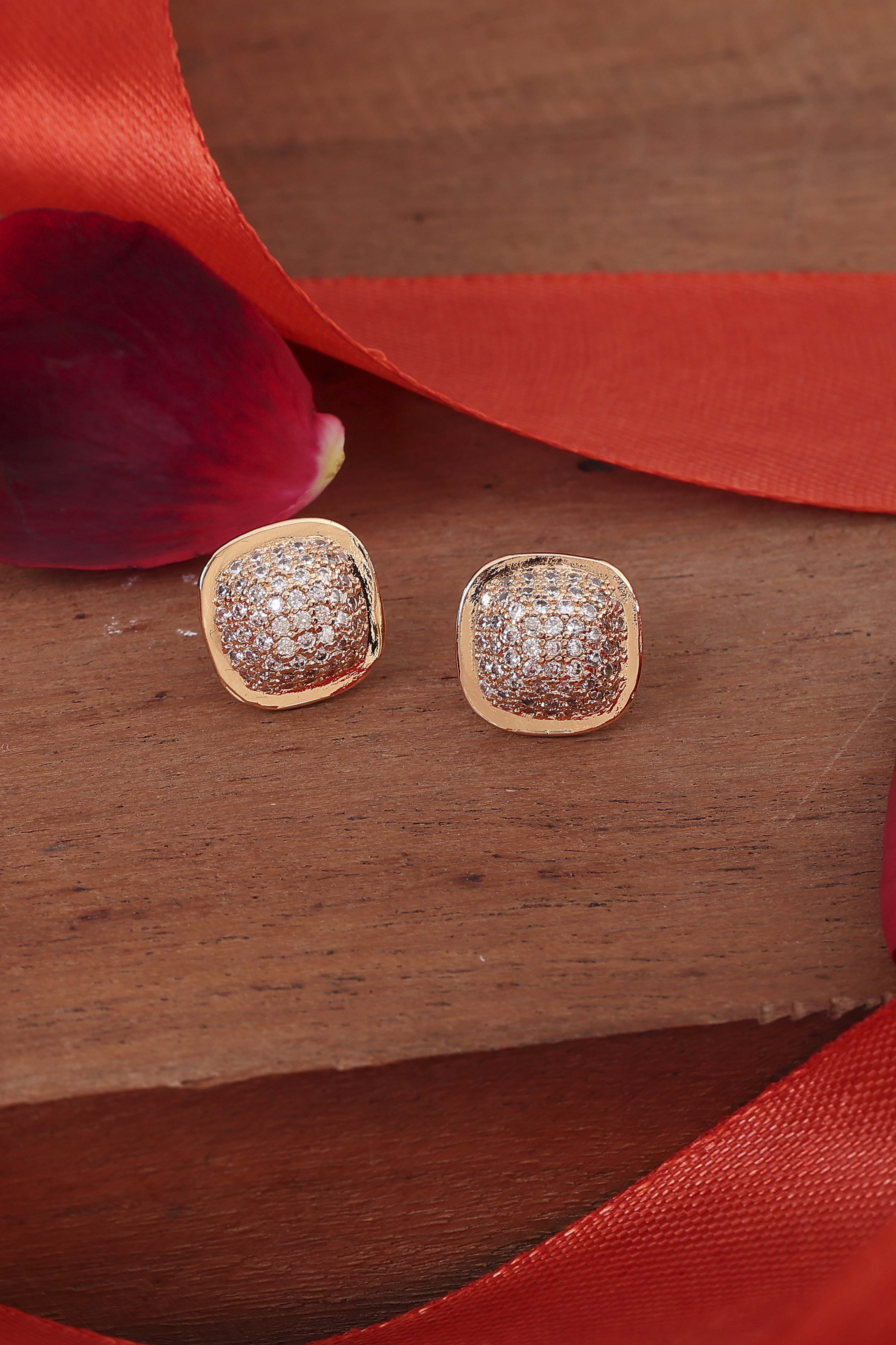 Gold Plated Brass Square-Shaped Stud Earrings image number 1