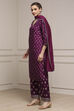 Green-Maroon Viscose Gathered Yarndyed Suit Set image number 3