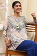 Off-White and Pink Modal Blend Straight Short Kurta image number 6