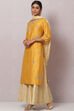 Mustard Cotton Silk Straight Kurta Sharara Suit Set image number 2